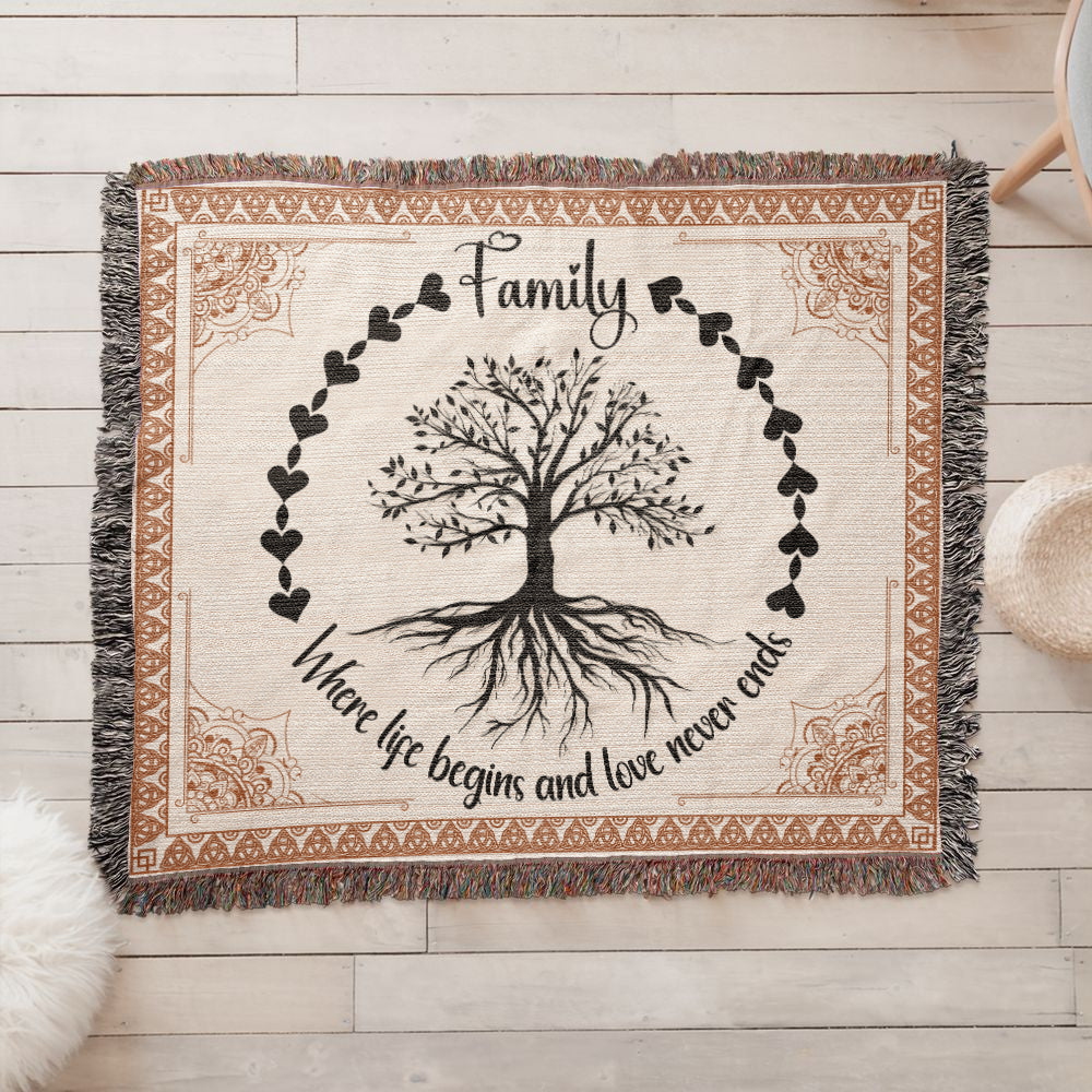 Family is Where Life Begins | Woven Blanket | Portrait or Landscape