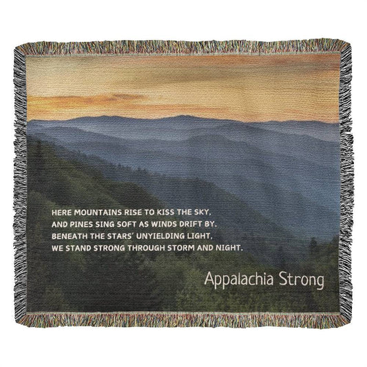 Appalachia Strong Woven Blanket |Landscape Mountains of Comfort