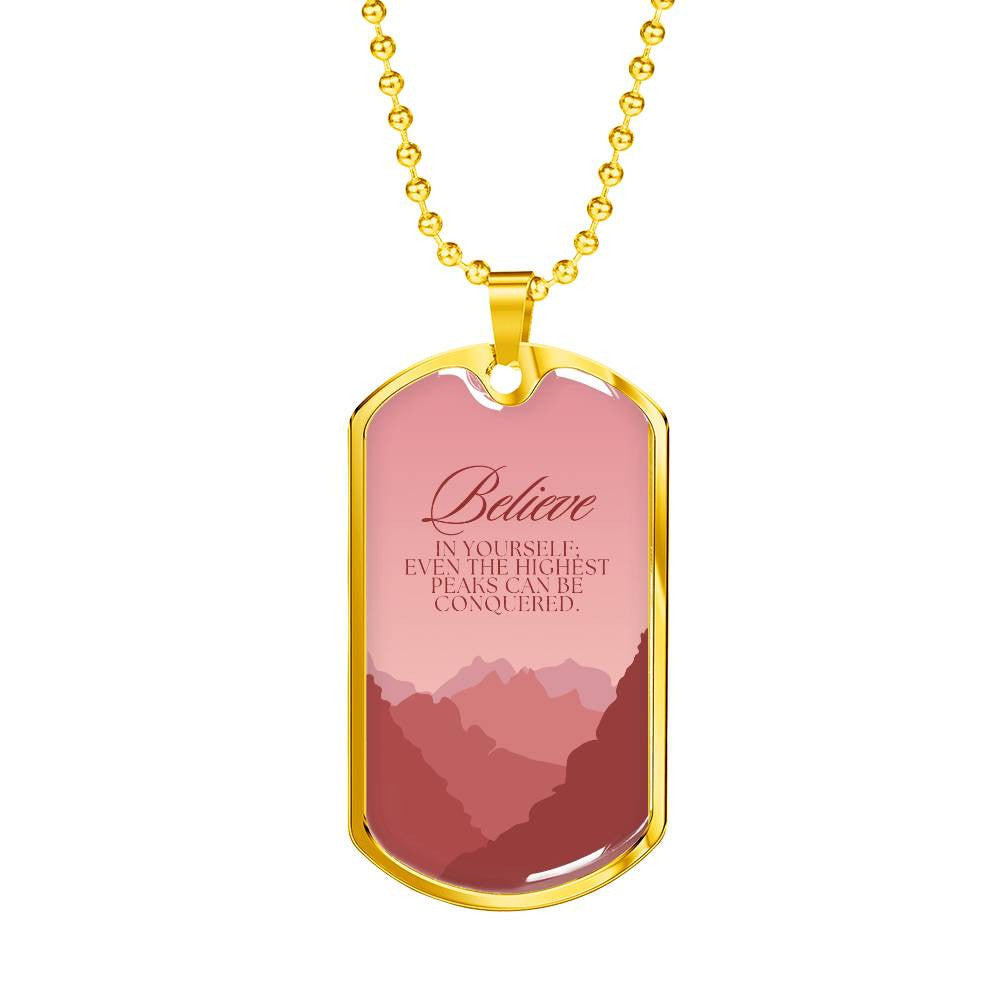 Inspirational Believe Dog Tag Necklace | Mountains of Comfort Gift