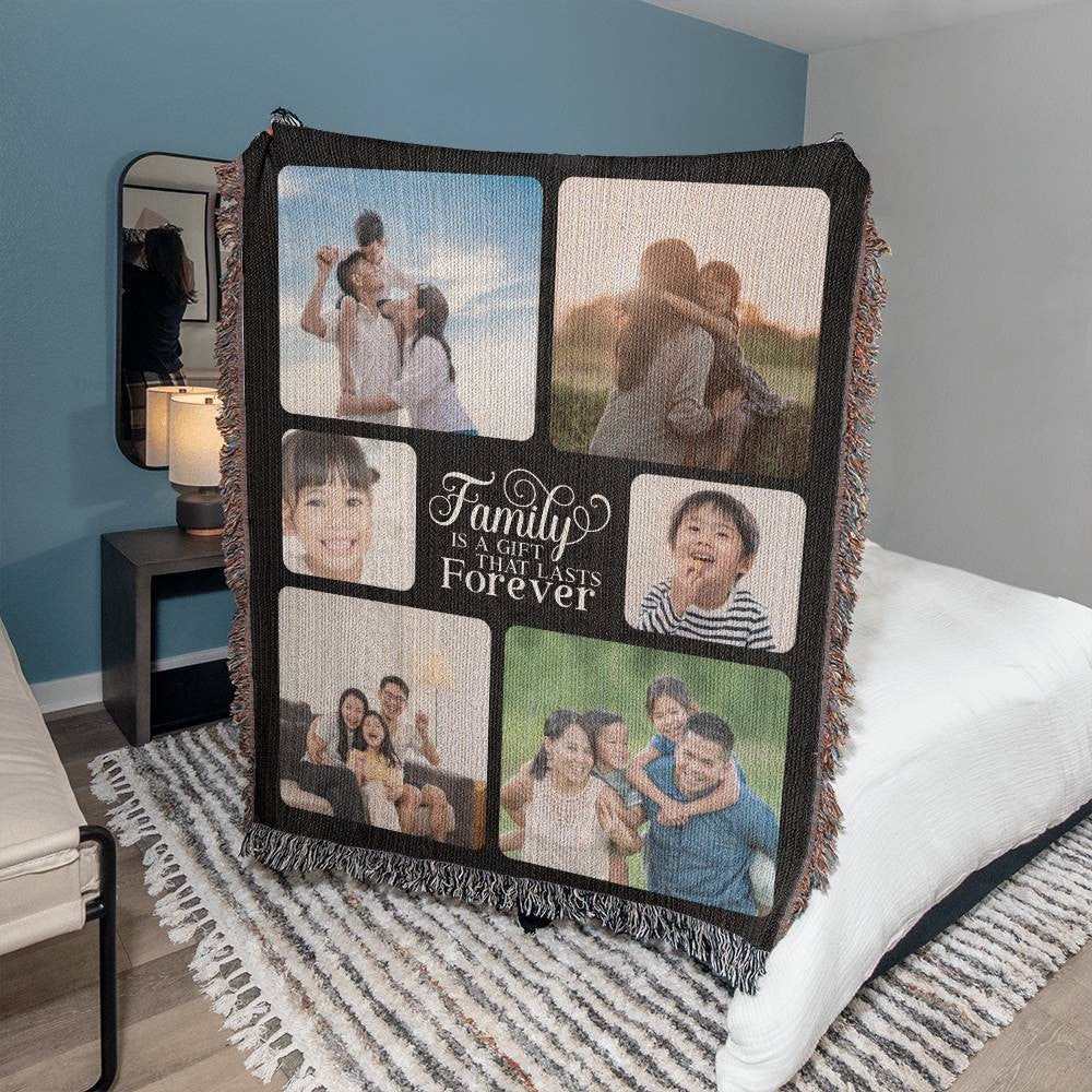 Family is a Gift Forever Photo Woven Blanket | Custom Made