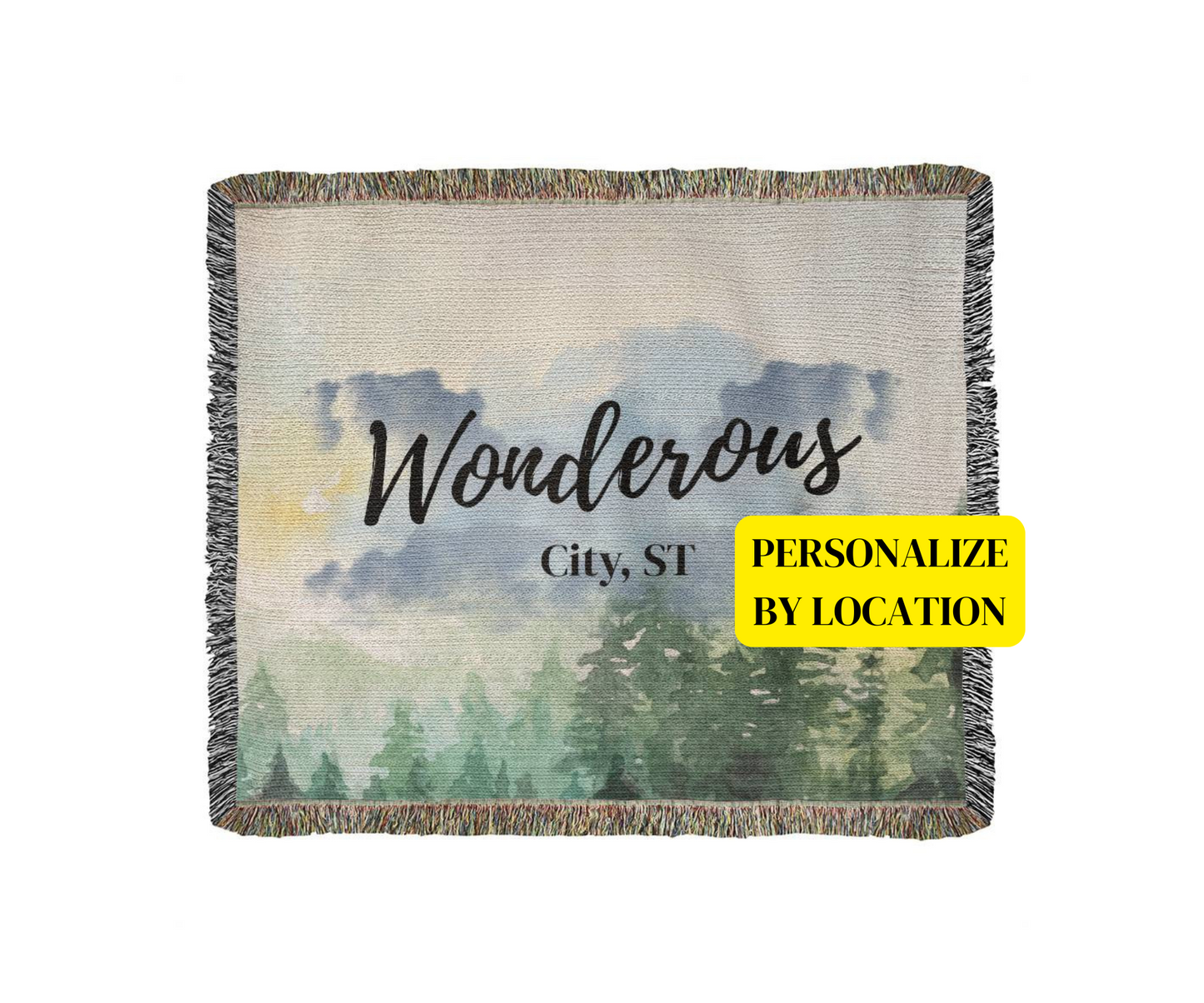 PERSONALIZED Woven Blanket Wonderous Watercolor | Mountains of Comfort