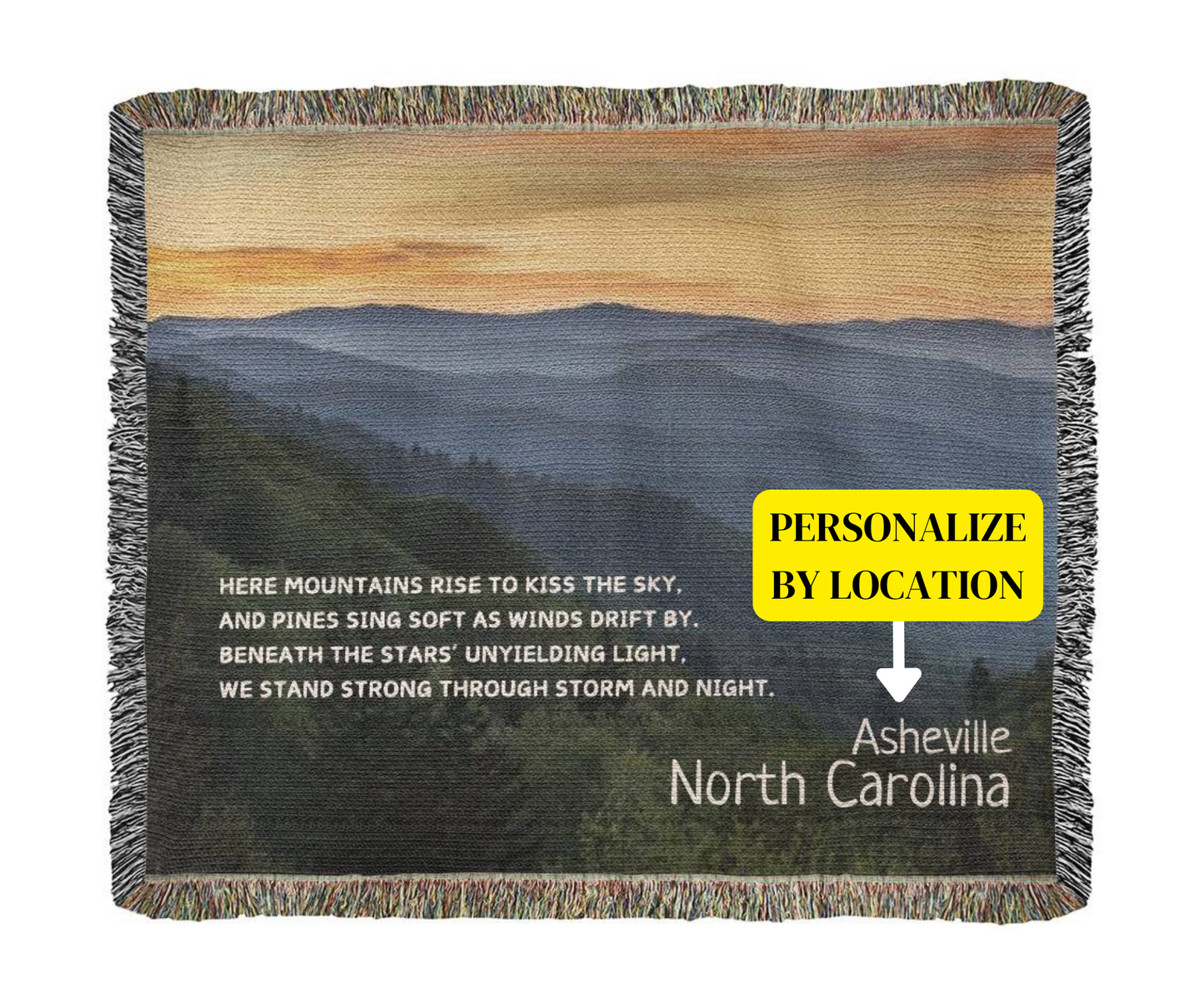 PERSONALIZED Woven Blanket Landscape | Mountains of Comfort