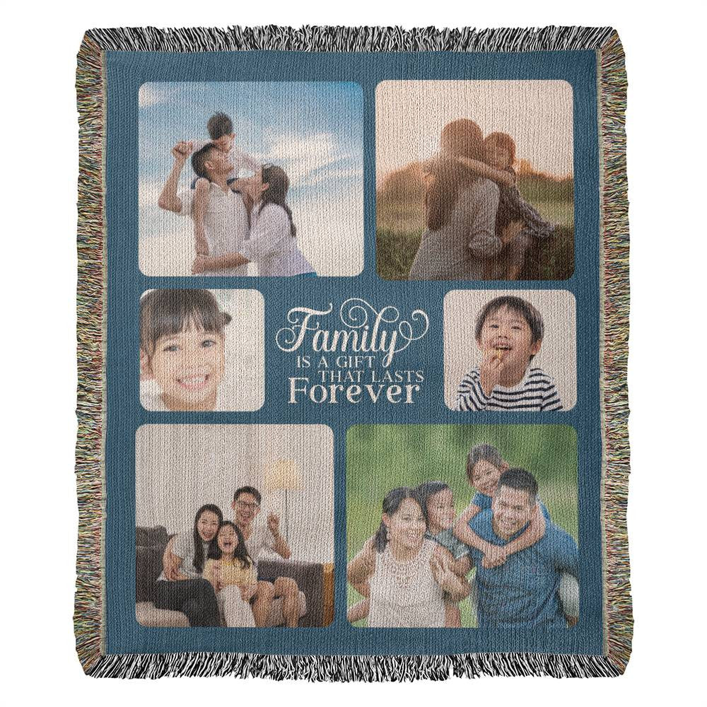 Family is a Gift Forever Photo Woven Blanket | Custom Made