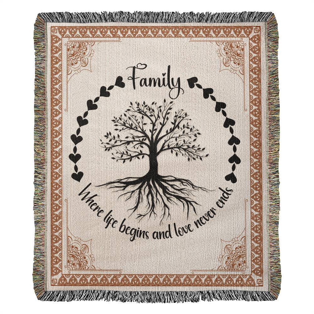 Family is Where Life Begins | Woven Blanket | Portrait or Landscape