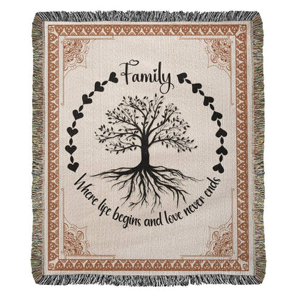 Family is Where Life Begins | Woven Blanket | Portrait or Landscape