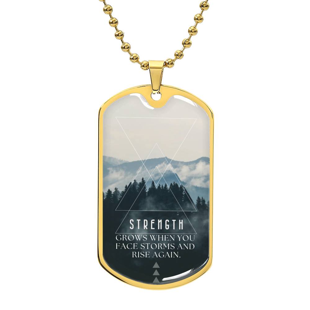 Motivational Strength Dog Tag Necklace ENGRAVEABLE | Mountains of Comfort Gift