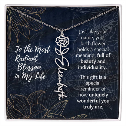 Personalized Name Necklace with Birth Flower | Custom Gift