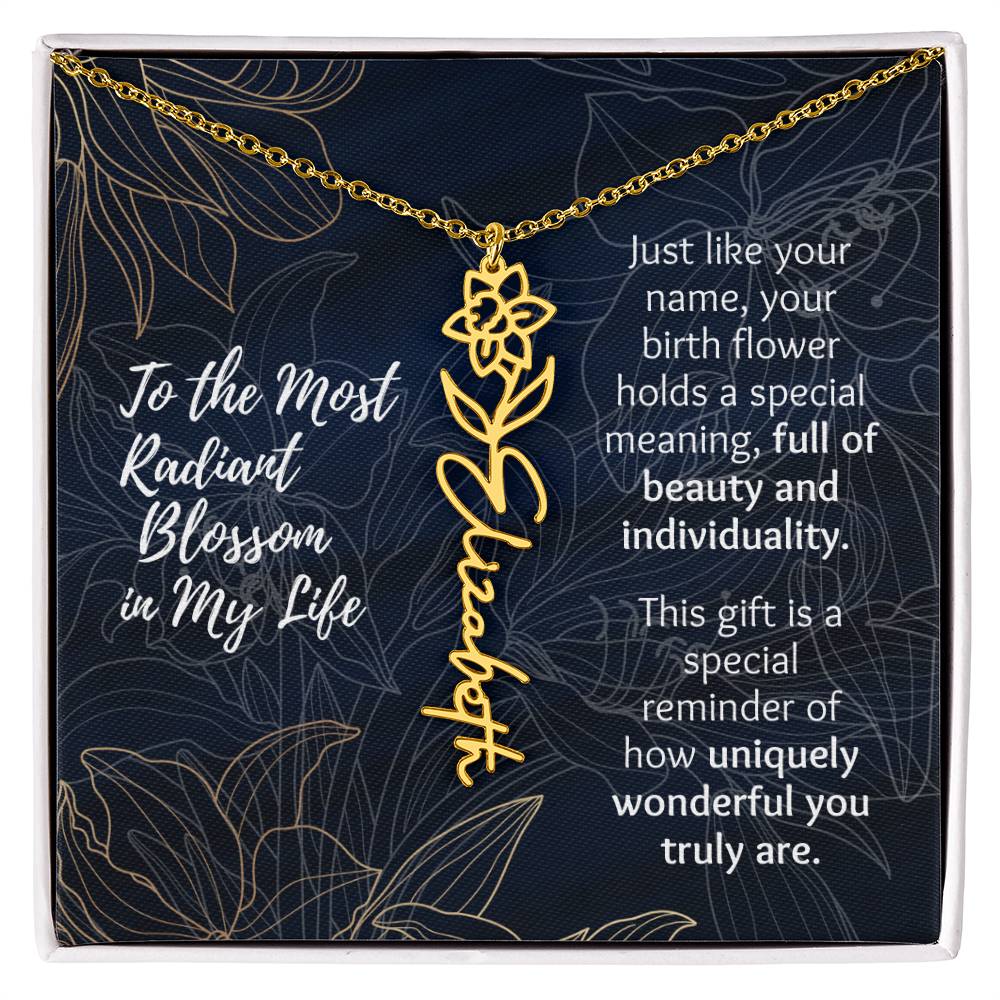 Personalized Name Necklace with Birth Flower | Custom Gift