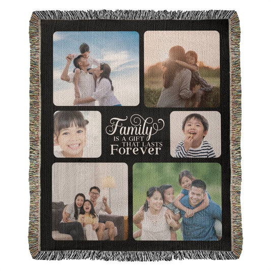 Family is a Gift Forever Photo Woven Blanket | Custom Made